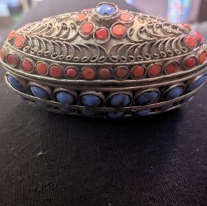 antique Sterling silver Tibetan filigree box